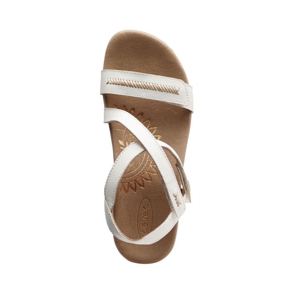 Aetrex Women's Gabby Adjustable Quarter Strap Sandals - White | USA 0B7XVND